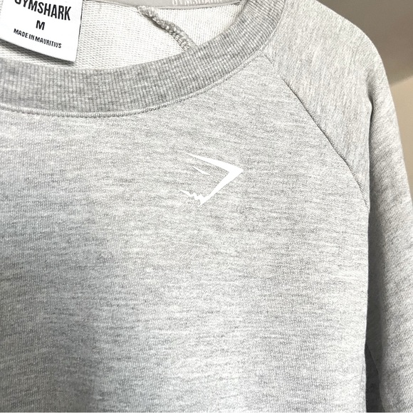 Gymshark Cropped Sweatshirt Grey SZ M Crew Neck Casual Yoga Gym Workout Athletic - Picture 8 of 8